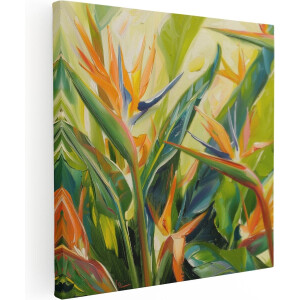 Artaza Canvas Schilderij Paradijs Vogels - Dieren - 40x40 cm - Klein - Wanddecoratie Woonkamer - Schilderijen - Muurdecoratie