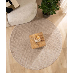 Rond vloerkleed Scandinavisch - Contour Gem beige 140 cm