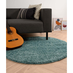 Rond hoogpolig vloerkleed - Shaggy Trend lichtblauw 160