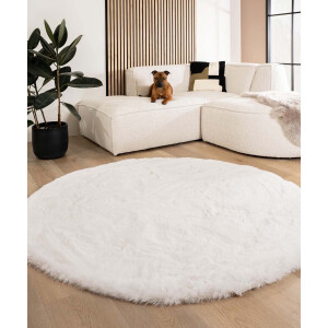 Fluffy vloerkleed rond - Comfy Deluxe wit 200 cm