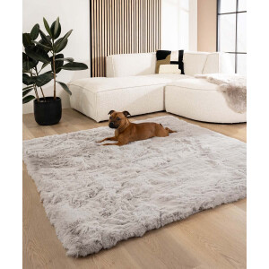 Fluffy vloerkleed vierkant - Comfy Deluxe lichtgrijs 160x160 cm
