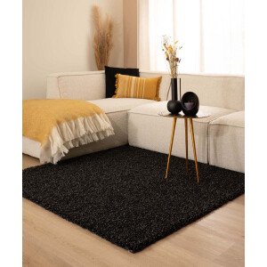 Vierkant hoogpolig vloerkleed shaggy Trend effen - antraciet 300x300 cm