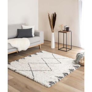 Vierkant berber vloerkleed - Artisan Tizi wit/grijs 160x160