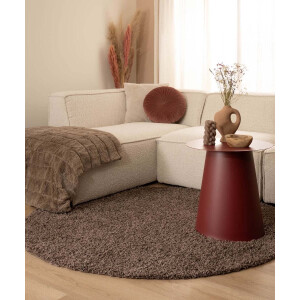 Hoogpolig vloerkleed shaggy Trend effen rond - taupe 300 cm