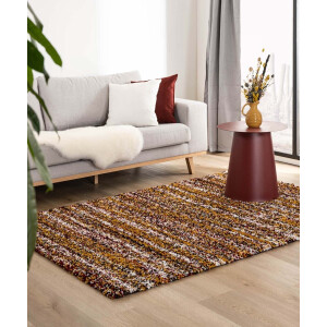 Hoogpolig vloerkleed strepen Artisan - multi/okergeel 240x340 cm