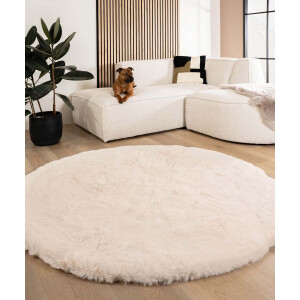 Fluffy vloerkleed rond - Comfy Deluxe crème 160