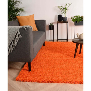 Hoogpolig vloerkleed shaggy Trend effen - oranje 140x200 cm