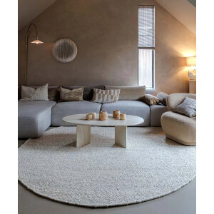 Rond wollen vloerkleed - Silvull beige 80