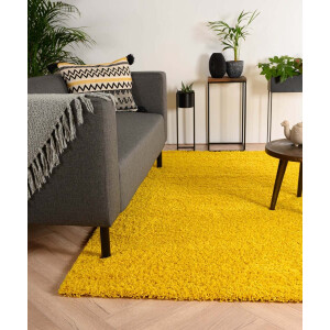 Hoogpolig vloerkleed shaggy Trend effen - geel 240x340 cm