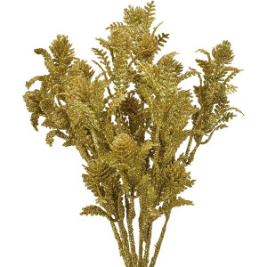 Clayre & Eef Kunstbloem - Zijden 35 cm Goudkleurig Kunststof Kunstbloemen