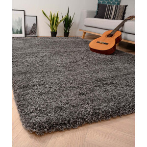 Hoogpolig vloerkleed shaggy Grand effen - donkergrijs 240x340 cm
