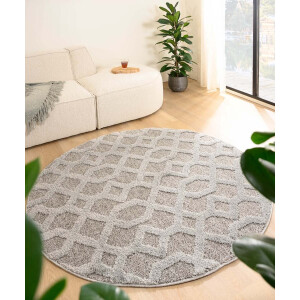 Rond vloerkleed Scandinavisch - Fjord Ro grijs 120 cm