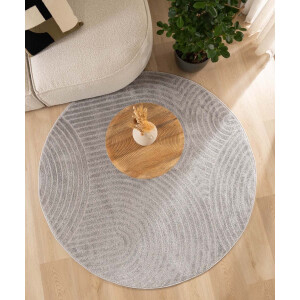 Rond vloerkleed Scandinavisch - Contour Curve grijs 300 cm