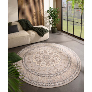 Rond vintage buitenkleed - Valenca Nova beige/lichtgrijs 200 cm