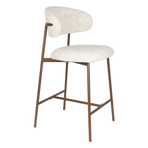 ZILT Barstoel 'Arlena' Geweven stof, kleur Off White (zithoogte 65cm)