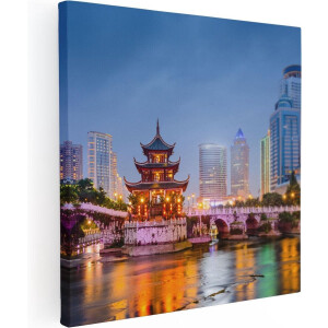 Artaza Canvas Schilderij Rivier bij Stad Guiyang in China - 30x30 - Klein - Foto Op Canvas - Canvas Print