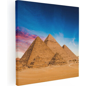 Artaza Canvas Schilderij Egyptische Piramides bij Zonsondergang - 50x50 - Foto Op Canvas - Canvas Print