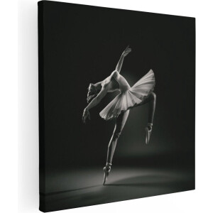 Artaza Canvas Schilderij Ballerina op Haar Tenen - Ballet - Zwart Wit - 90x90 - Groot - Foto Op Canvas - Canvas Print