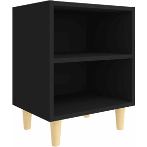 vidaXL - Nachtkastje - met - massief - houten - poten - 40x30x50 - cm - zwart