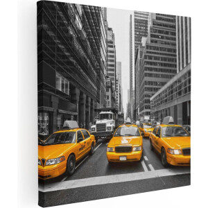 Artaza Canvas Schilderij New York Gele Taxi's - Zwart Wit - 60x60 - Foto Op Canvas - Canvas Print
