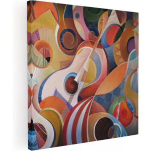 Artaza Canvas Schilderij Kleurrijke Gitaar Achtergrond - Abstract - 90x90 - Groot - Foto Op Canvas - Canvas Print