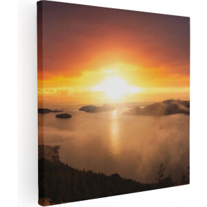 Artaza Canvas Schilderij Zonsondergang In De Bergen Met Wolken - 40x40 - Klein - Foto Op Canvas - Canvas Print