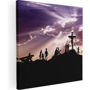 Artaza Canvas Schilderij Jezus Christus - 50x50 cm - Wanddecoratie Christelijk - Muurdecoratie Kruisiging - Christelijke Schilderijen