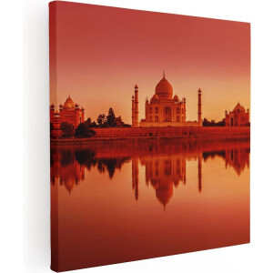 Artaza Canvas Schilderij Taj Mahal bij Zonsondergang - 30x30 - Klein - Foto Op Canvas - Canvas Print