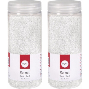 Rayher hobby Fijn decoratie zand korrels - 2x - wit - 475 ml - zandkorrels - knutselmateriaal - 0.1 tot 0.5 mm