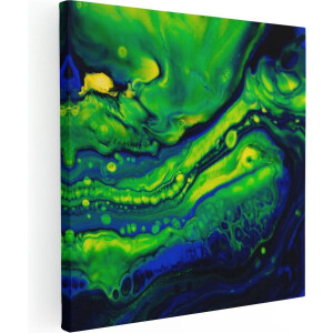 Artaza Canvas Schilderij Abstract - 80x80 cm - Wanddecoratie Groen - Muurdecoratie Geel - Schilderijen Op Canvas
