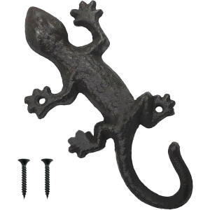 ByShane - Creatieve Metalen Gekko Haak voor Kleding, Sleutels, Hoeden en Tassen - Decoratieve Muurhaak in Gekko Design - Stijlvolle Opbergoplossing voor Thuis - Eenvoudig te Installeren - Robuust en Duurzaam - Zwart