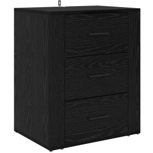 vidaXL - Nachtkastje - met - lade - Zwart - Eiken - 35 - x - 50 - x - 60 - cm - Bewerkt - hout