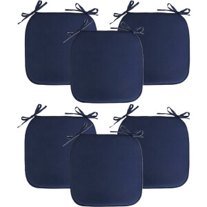 Progarden Stoelkussen Anna - 6x - binnen/buiten - donkerblauw - 39 x 39 x 3 cm - polyester