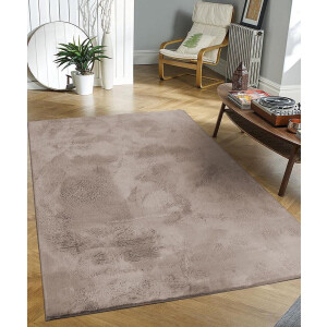 Flycarpets Amalfi vloerkleed Taupe - Laagpolig wasbaar Fluffy en Zacht - 200x290 cm