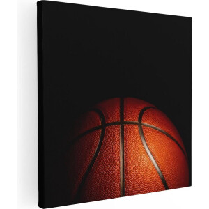 Artaza Canvas Schilderij Basketbal op een Zwarte Achtergrond - 70x70 - Foto Op Canvas - Canvas Print