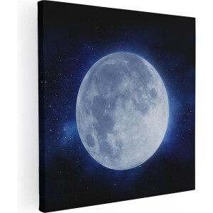 Artaza Canvas Schilderij Sterrenhemel - 30x30 cm - Klein - Wanddecoratie Maan - Muurdecoratie Ruimte - Schilderijen Op Canvas