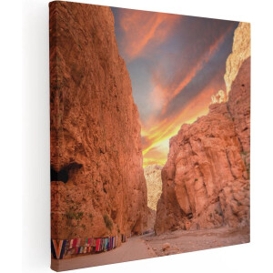 Artaza Canvas Schilderij Landschap - 30x30 cm - Klein - Wanddecoratie Afrika - Muurdecoratie Zonsondergang - Kamer Accessoires Natuur