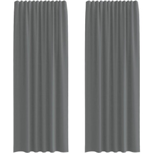 vidaXL - Gordijnen - voile - met - roedezakken - 2 - st - donkergrijs