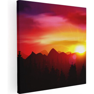 Artaza Canvas Schilderij Zonsondergang In De Bergen - Abstract - 40x40 - Klein - Foto Op Canvas - Canvas Print