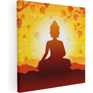 Artaza Canvas Schilderij Boeddha Beeld Onder Een Boom - Abstract - 60x60 - Foto Op Canvas - Canvas Print