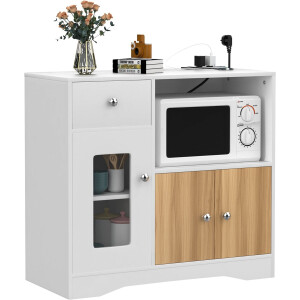 PIPIPOXER-Dressoir met aansluiting voor magnetron keukenkast met lades, zijkast voor eetkamer, keuken, woonkamer