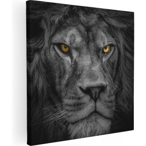 Artaza Canvas Schilderij Leeuw - Leeuwenkop - Zwart Wit - 40x40 - Klein - Foto Op Canvas - Canvas Print