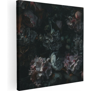 Artaza Canvas Schilderij Bloemen In Het Donker - Duisternis - 50x50 - Foto Op Canvas - Canvas Print