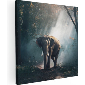 Artaza Canvas Schilderij Olifant - 90x90 cm - Wanddecoratie Dieren - Muurdecoratie Jungle - Schilderijen Op Canvas