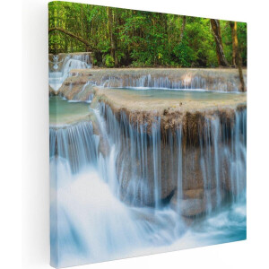 Artaza Canvas Schilderij Waterval - 80x80 cm - Wanddecoratie Natuur - Muurdecoratie Bos - Schilderijen Op Canvas Landschap