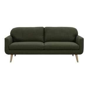 Leen Bakker - Bank Lilly 3-zits - Stof - Groen - 88x200x85 Cm