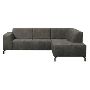 Leen Bakker - Hoekbank Noud Rechts - Antraciet - Stof - Grijs - 255x80x175 Cm