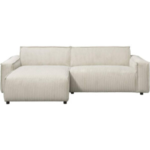 Leen Bakker - Bank Brooklyn Met Chaise Longue Links - Soop - Stof - Crème - 158x255x76 Cm