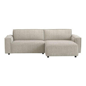 Leen Bakker - Bank Brooklyn Met Chaise Longue Rechts - Cyclamen - Stof - Beige - 158x255x76 Cm