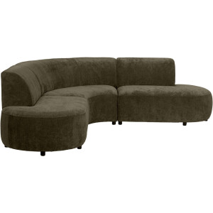 Leen Bakker - Hoekbank Luna Rond - Rebel - Vergrijsd Groen - Stof - Grijs#Groen - 260x260x80 Cm